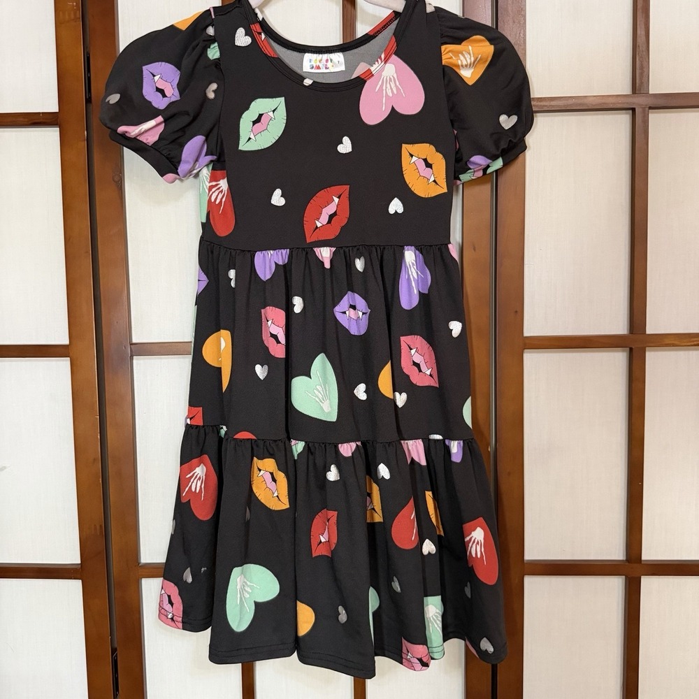 Dot Dot Smile Twirl Girls Dress Vampire Halloween Hearts Colorful Size 7